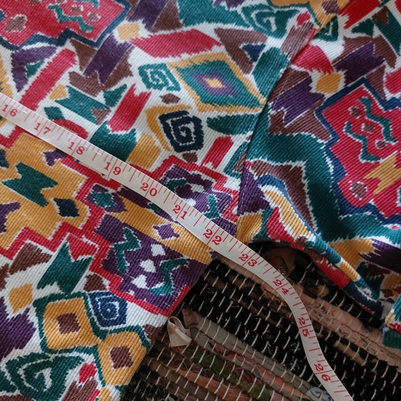 Vtg 90s Huntington Ridge Colorful Red Yellow Abstract Print Short Sleeve Shirt - Picture 7 of 11